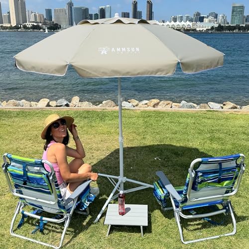 AMMSUN Shade Umbrella, Premium Portable Umbrella with Stand, 6.5ft Lightweigh...