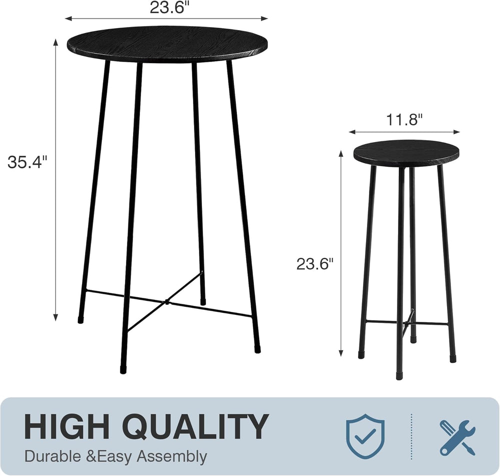 VECELO 3 Piece Pub Table and Chairs Sets Counter Height Bistro Bar Sets with ...