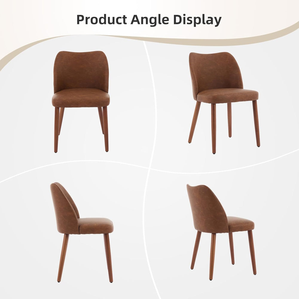 Mid Century Modern Dining Chairs Set of 2,PU Fabric Upholstered Accent with W...