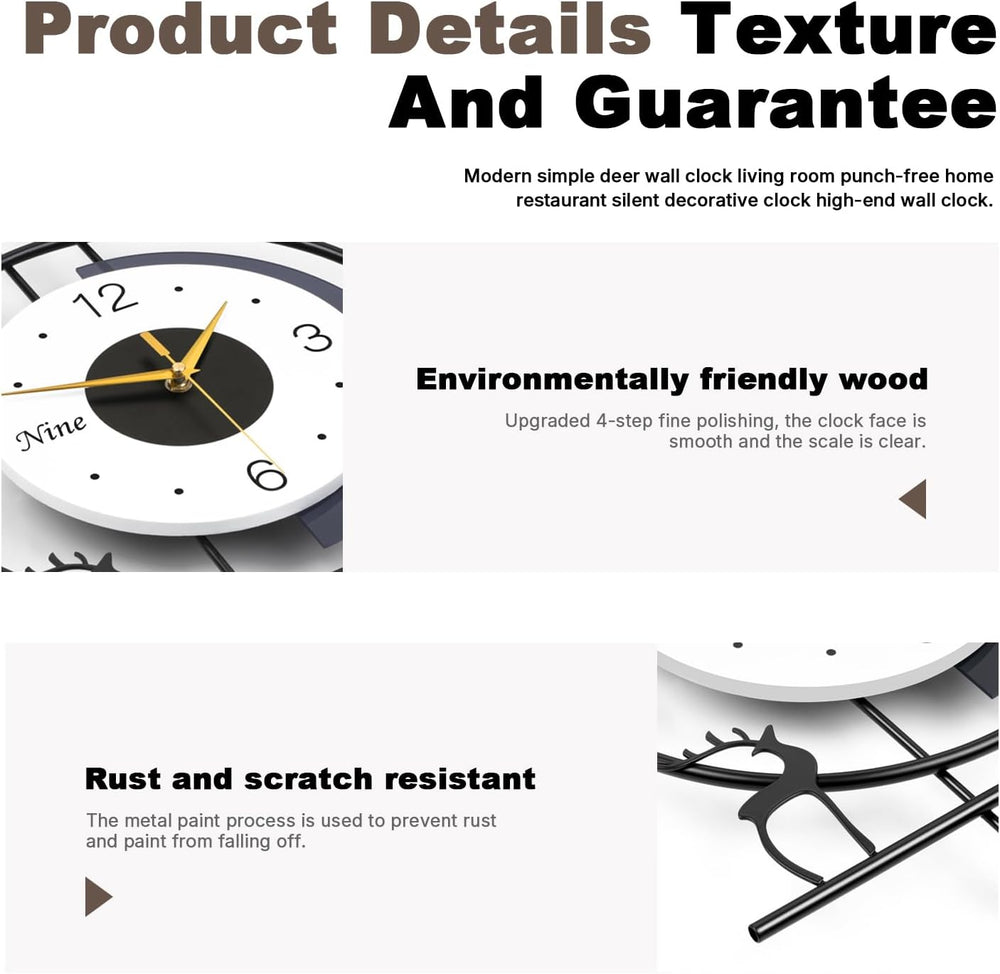 25" Modern Pendulum Wall Clock – Silent Non-Ticking Battery Design