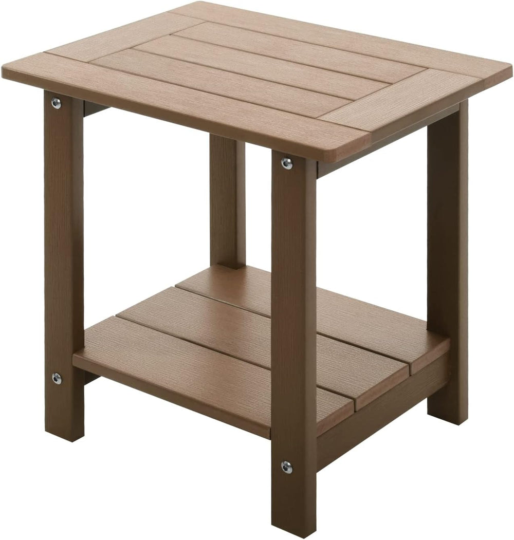 Meluvici Double Adirondack Outdoor Side Table Weather Resistant, Outdoor Rect...