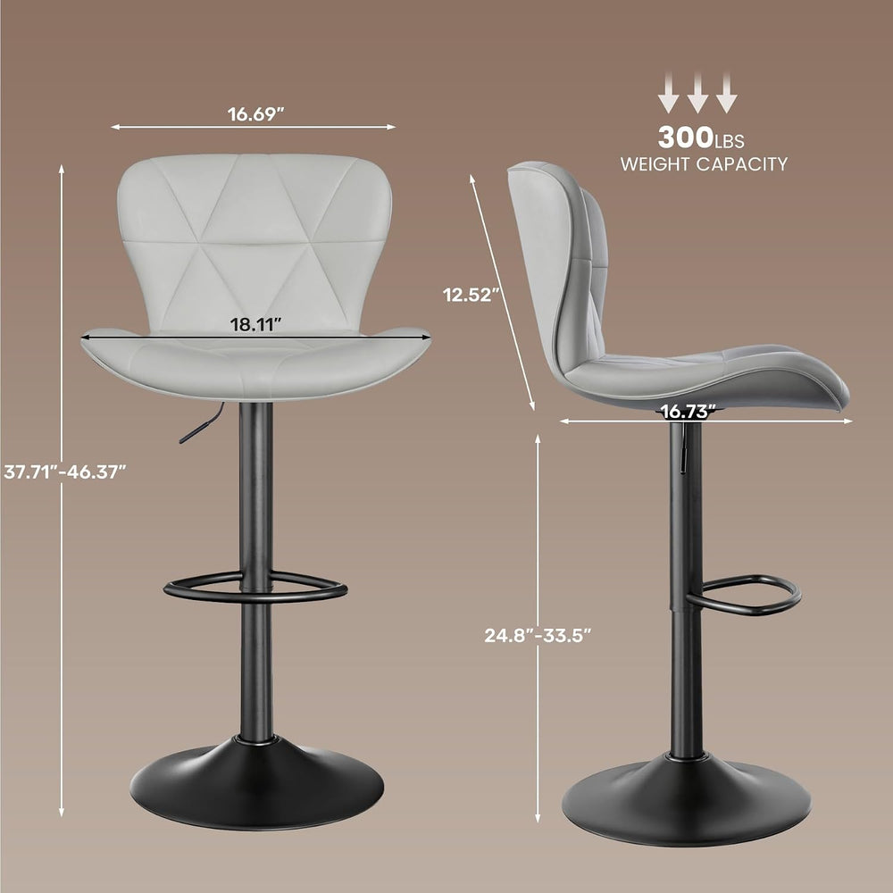 Nebuaegis Bar Stools Set of 2, Modern Faux Leather Adjustable Swivel Barstool...
