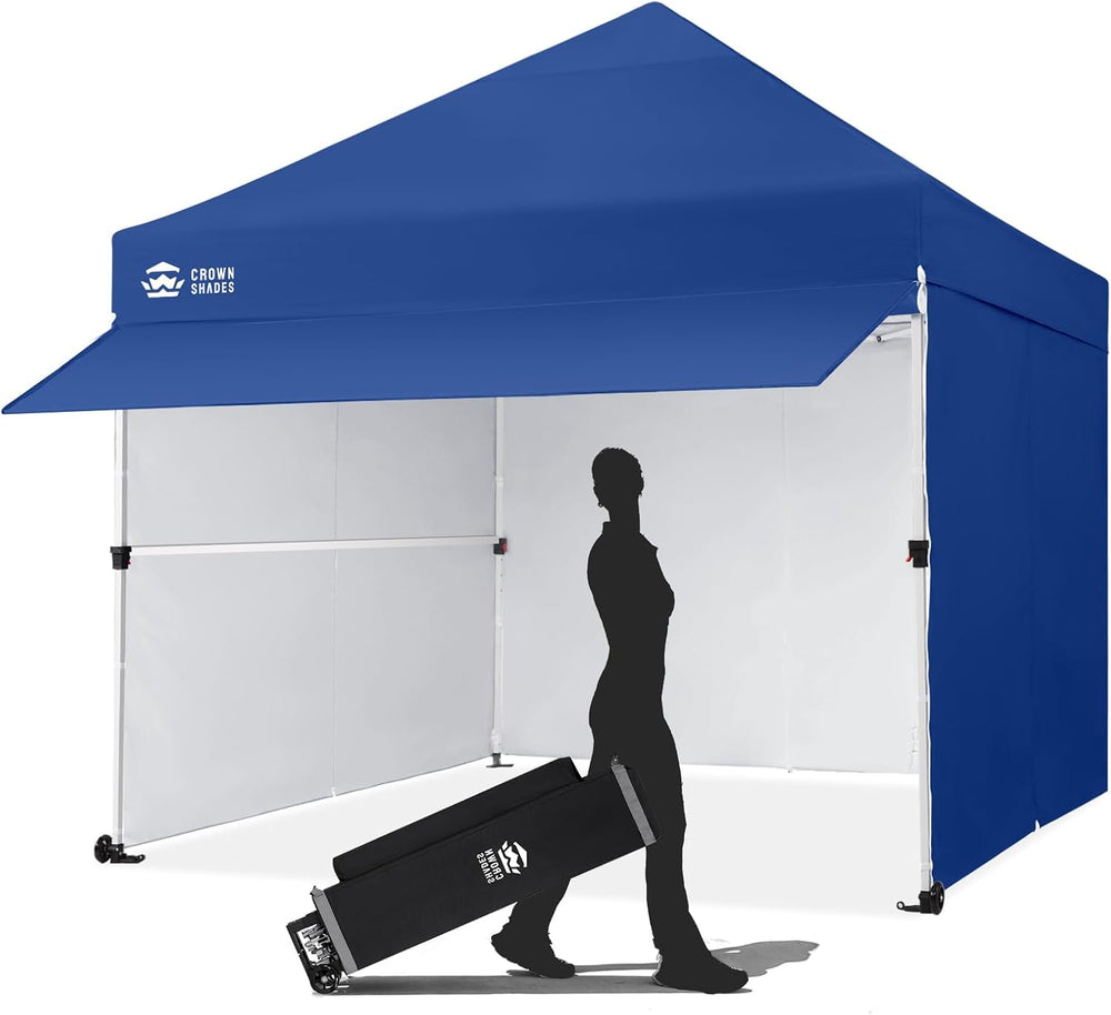 CROWN SHADES 10x10 Pop Up Canopy Tent with Canopy Awning&4 Sidewalls, Blue