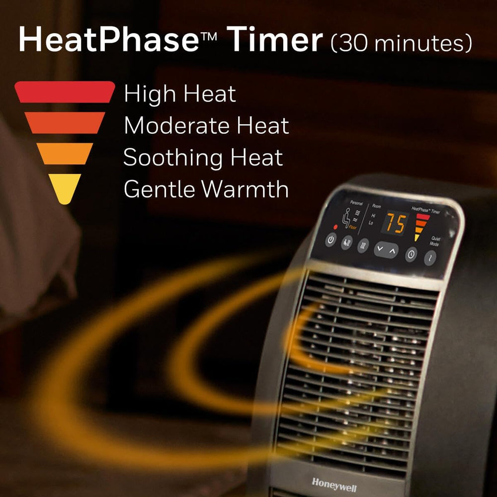 Honeywell HeatGenius Ceramic Heater, Black – Easy to Use Space Heater with Mu...