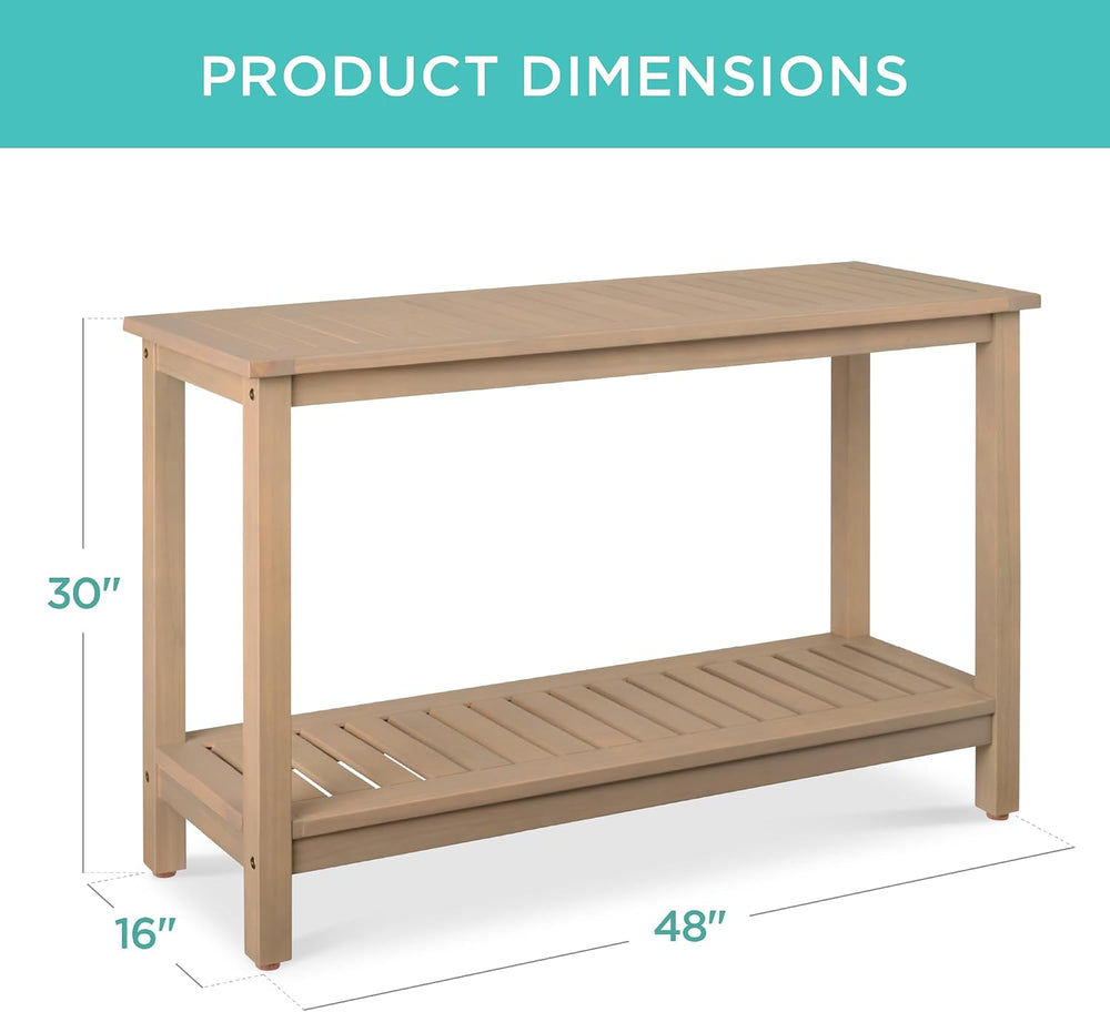 Best Choice Products 48in 2-Shelf Eucalyptus Wooden Console Table Indoor Outd...