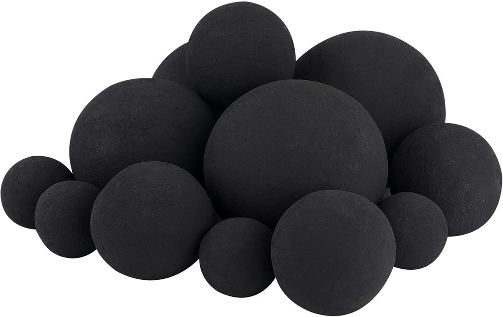 Skyflame 12PCS Black Ceramic Fireplace Balls, Mixed of 4 Sizes