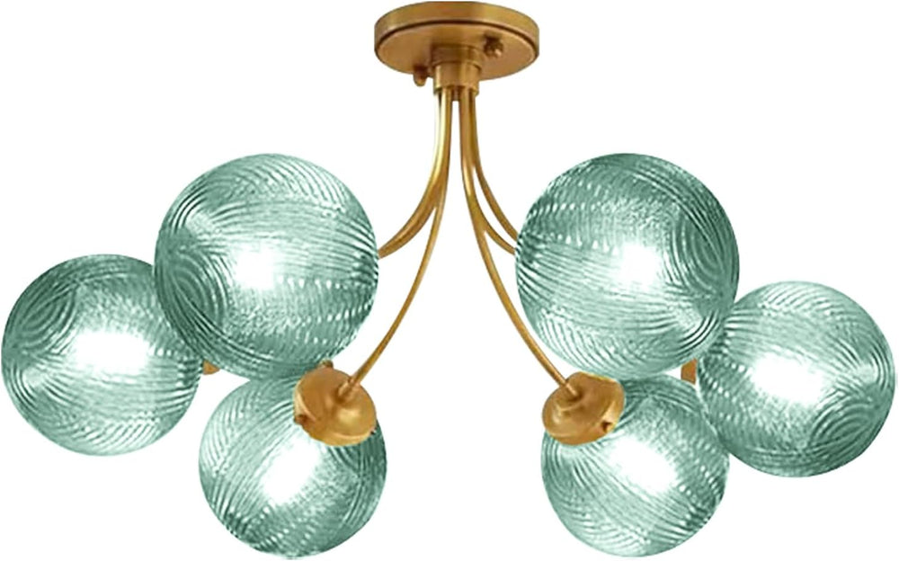 Mid Century Sputnik Chandelier 6-Light Green Ceiling Light Fixture