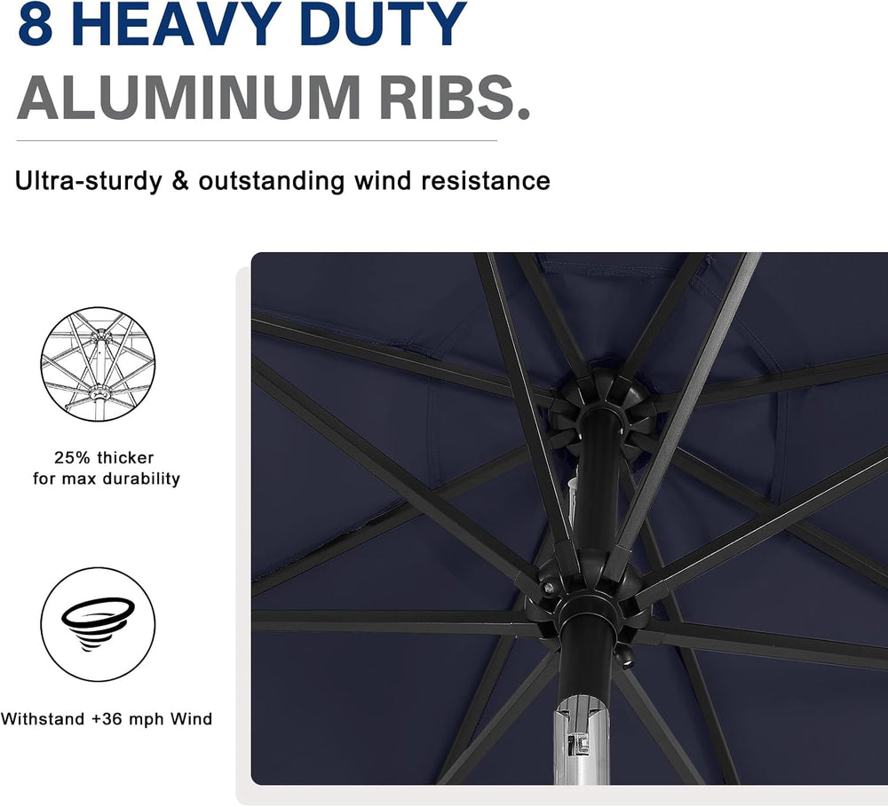 ABCCANOPY Solar Led Patio Umbrella with 32 Lights 9FT(Navy Blue)