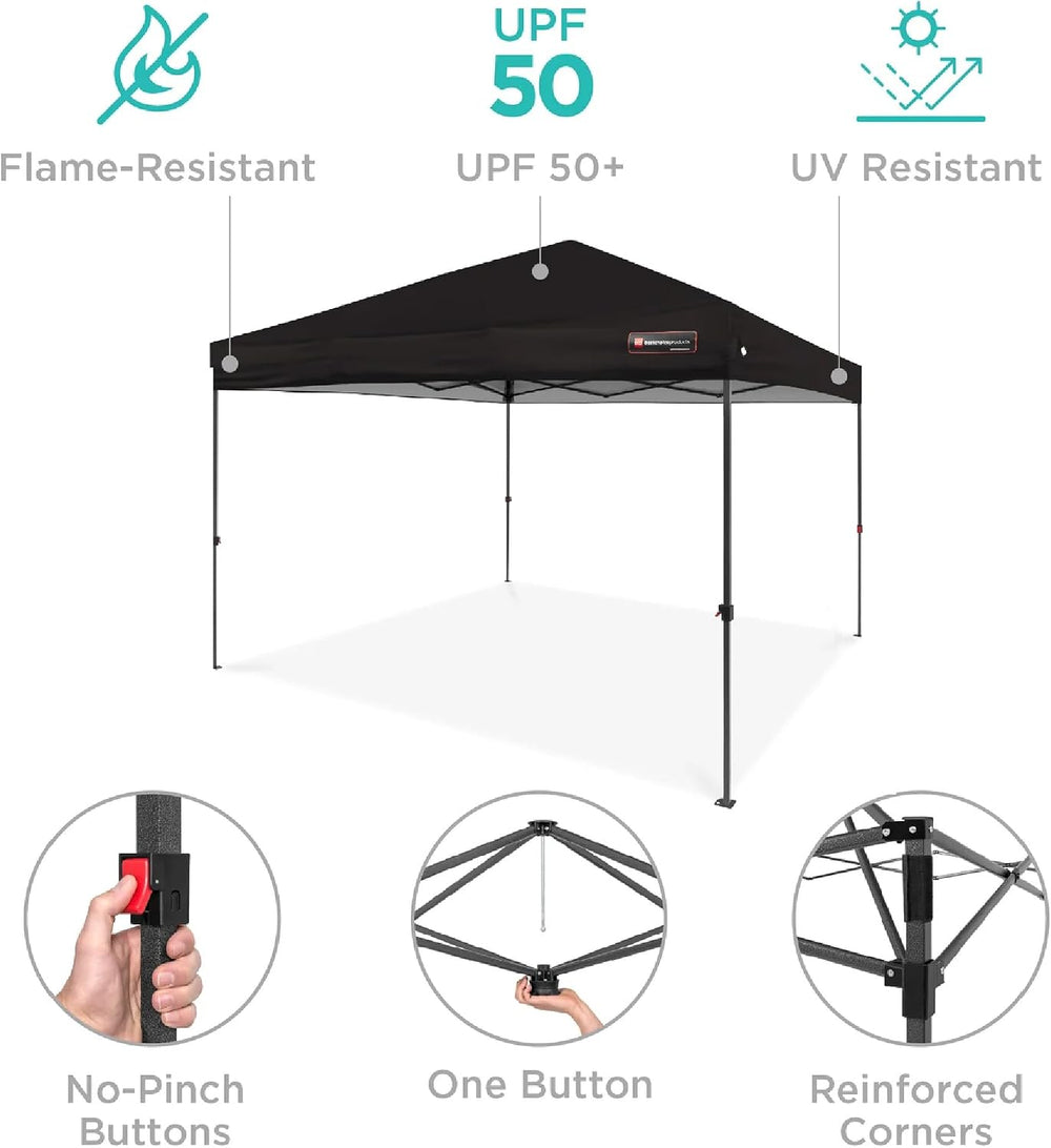 Best Choice Products 10x10ft Pop Up Canopy Tent, Outdoor Shade, 1 Person 1 Mi...