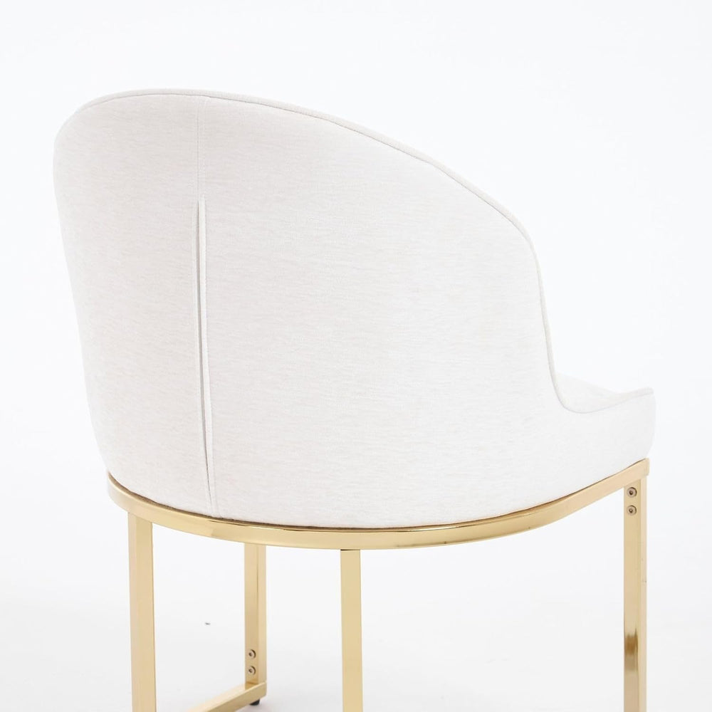 Hyfirm Modern Upholstered Boucle Dining Chairs Set of 6 w/Gold Legs, Beige