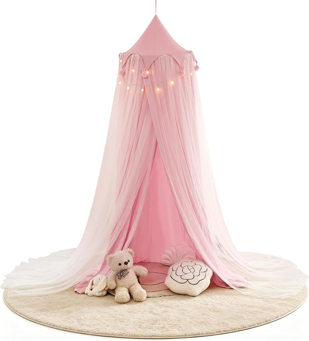 Princess Bed Canopy for Girls with Star Lights