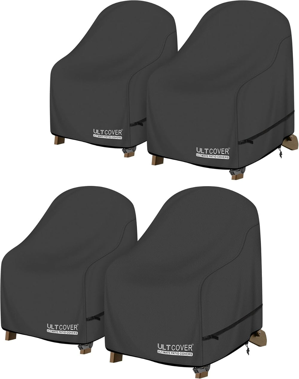 ULTCOVER Patio Adirondack Chair Cover 32W x 35D x 36H in, Black