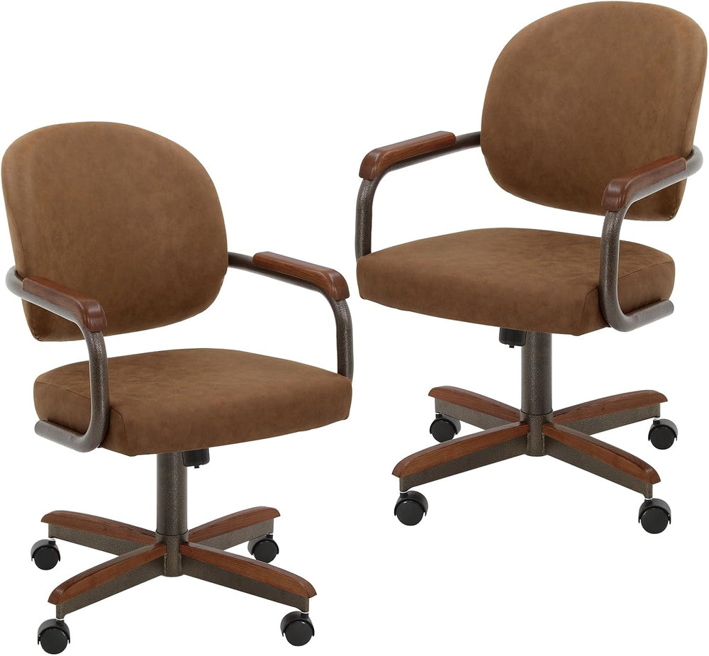 Chromcraft Bailey 2pc Swivel Tilt Kitchen Dining Chair - Camel-Walnut