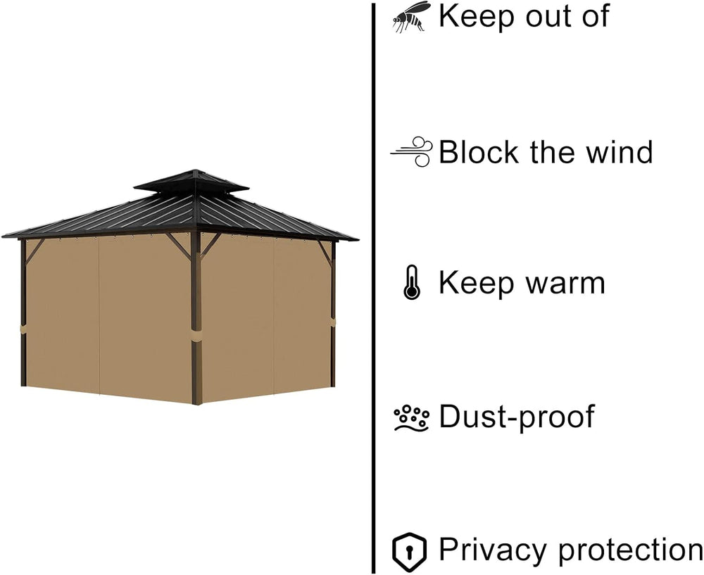 Gazebo Universal Replacement Privacy Curtain, 10'X12' Waterproof Outd...