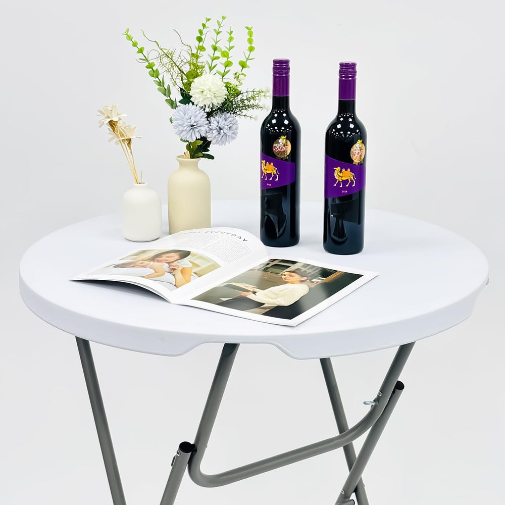 31.5" L X 31.5" W X 43" H - Cocktail Table White High Top Fold...