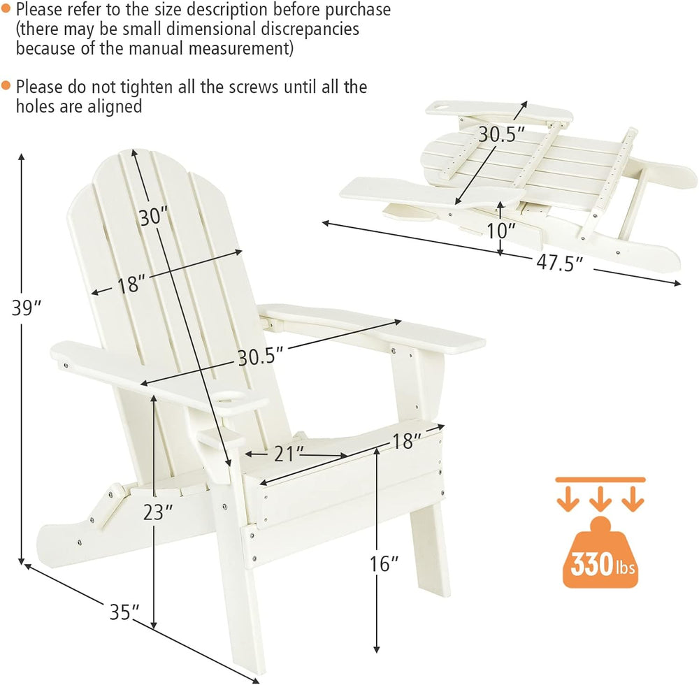 Giantex Adirondack Chair Outdoor Folding Chairs, HDPE Weather Resistant Patio...