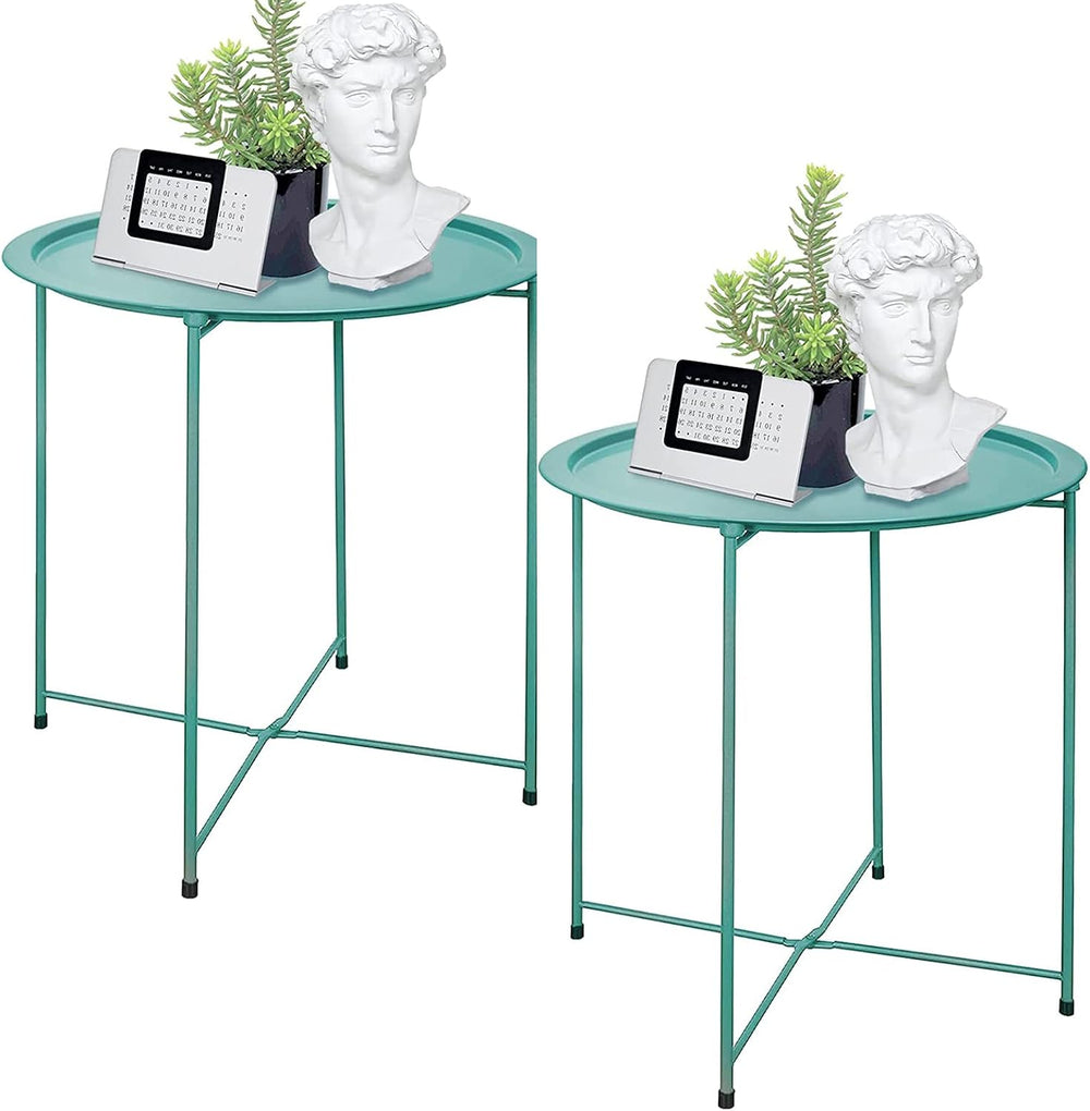 Garden 4 you End Table Set of 2, Outdoor Side Table, Small Patio Table Metal ...