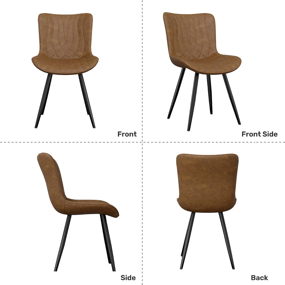 Dining Chair Set of 2 PU Leather Dining Room Chairs Upholstered Comfy Dining ...