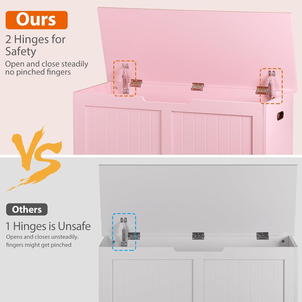 Wooden Storage Chest,30/40 Inch Storage Trunk w/2 Safety Hinges, Storage Benc...