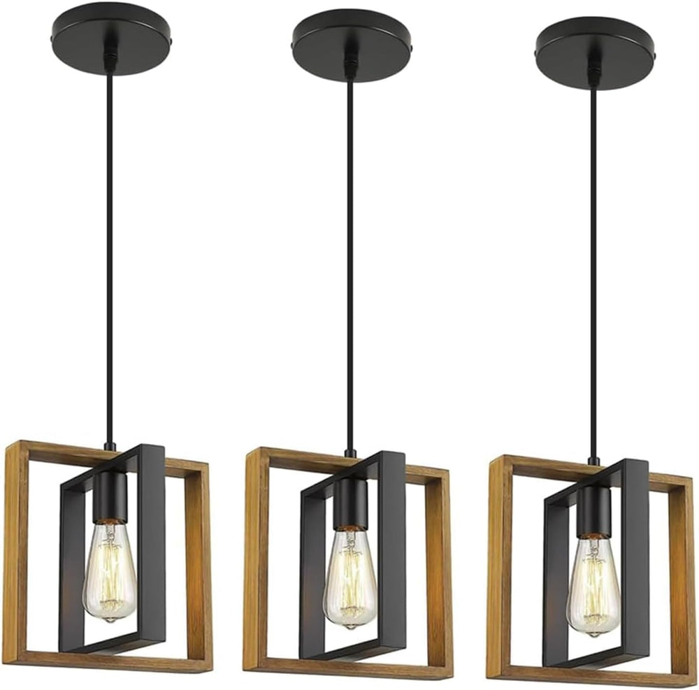 Farmhouse Pendant Light Fixture, Black Pendant Lights for Kitchen Island Indu...