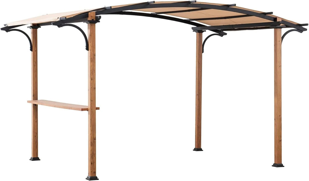 SUNJOY Outdoor Pergola 8.5 x 13 ft. Steel Arched Pergola with Tan Weather-Res...