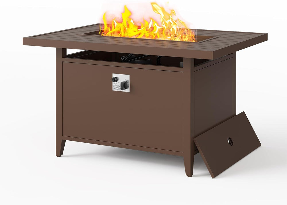 43" Propane Fire Pit Table, 55,000 BTU Outdoor Gas Fire Table with Lid, ...
