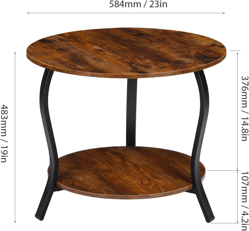 YEAKOO Small Round Coffee Table with Open Storage,23" 2-Tier Coffee Side...