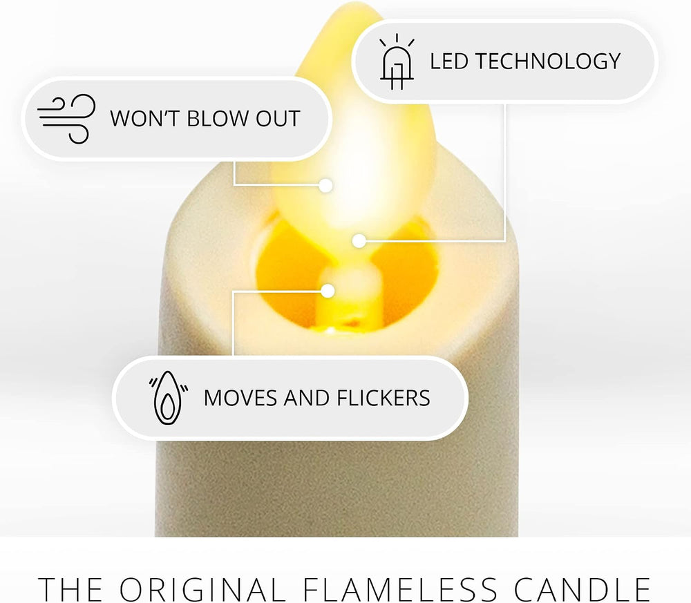 Luminara Set of 2 Moving Flame LED Taper (1x9.75), Flameless Candle, Melted E...