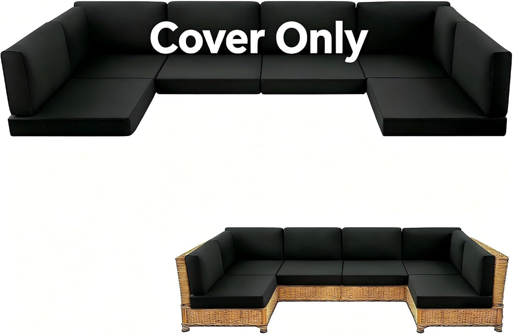 14-Piece Patio Cushion Covers – Replacement Slipcovers for 4-Seat Outdoor Sec...