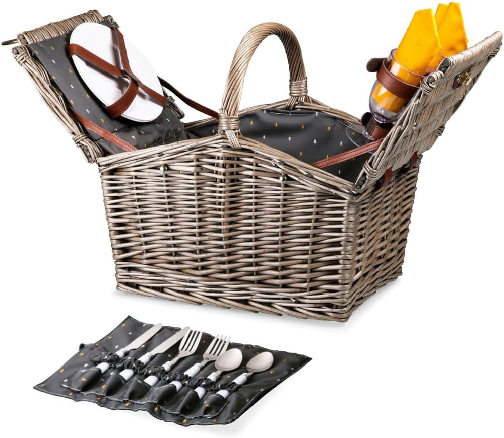 PICNIC TIME Piccadilly Picnic Basket for 2, Romantic Vintage English-Style Wo...