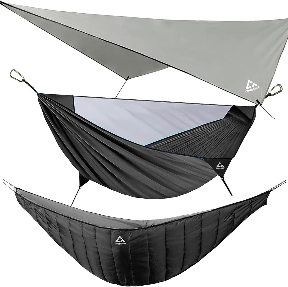 Camping Hammock with Mosquito Net, Underquilt & Rain Fly Tarp
