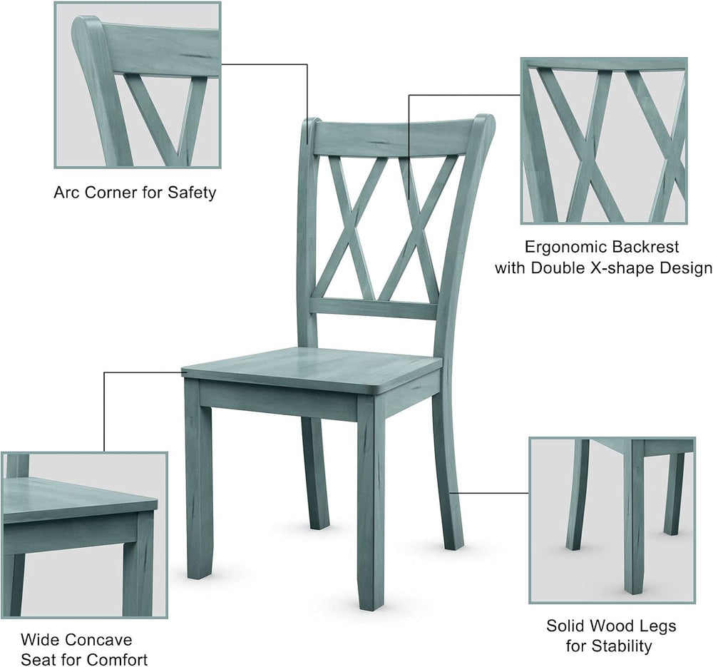 GIANTEX Set of 4 Dining Chairs, Rubber Wood Dining Room Chair, Farmhouse Dini...