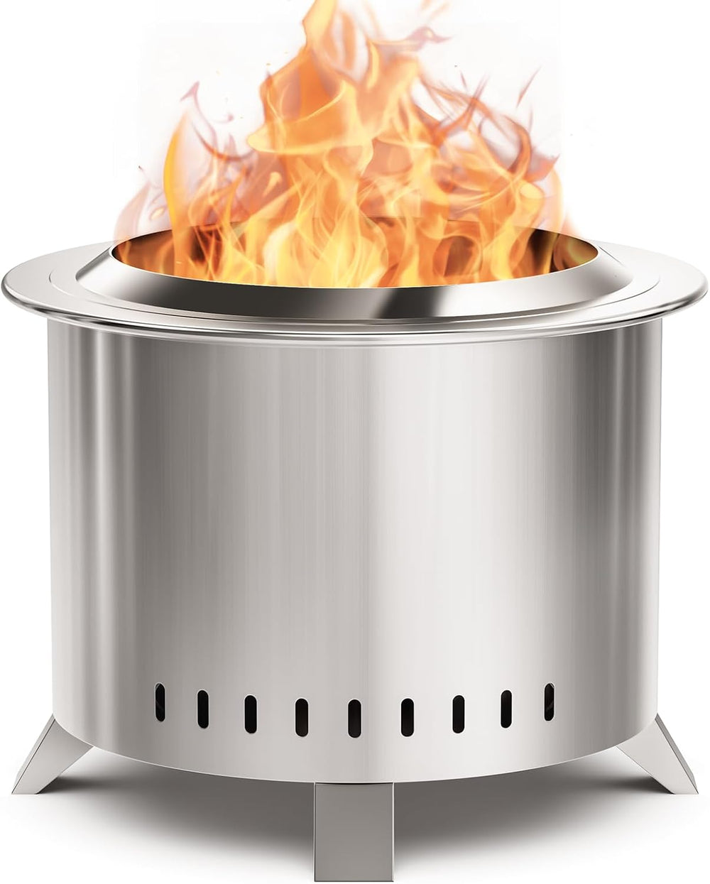 Verdeluxe 22 Inch Smokeless Fire Pit with Ash Pan Outdoor Stainless Steel