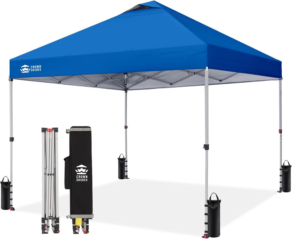 CROWN SHADES 10x10 Pop Up Canopy Tent with One Push Setup, Blue