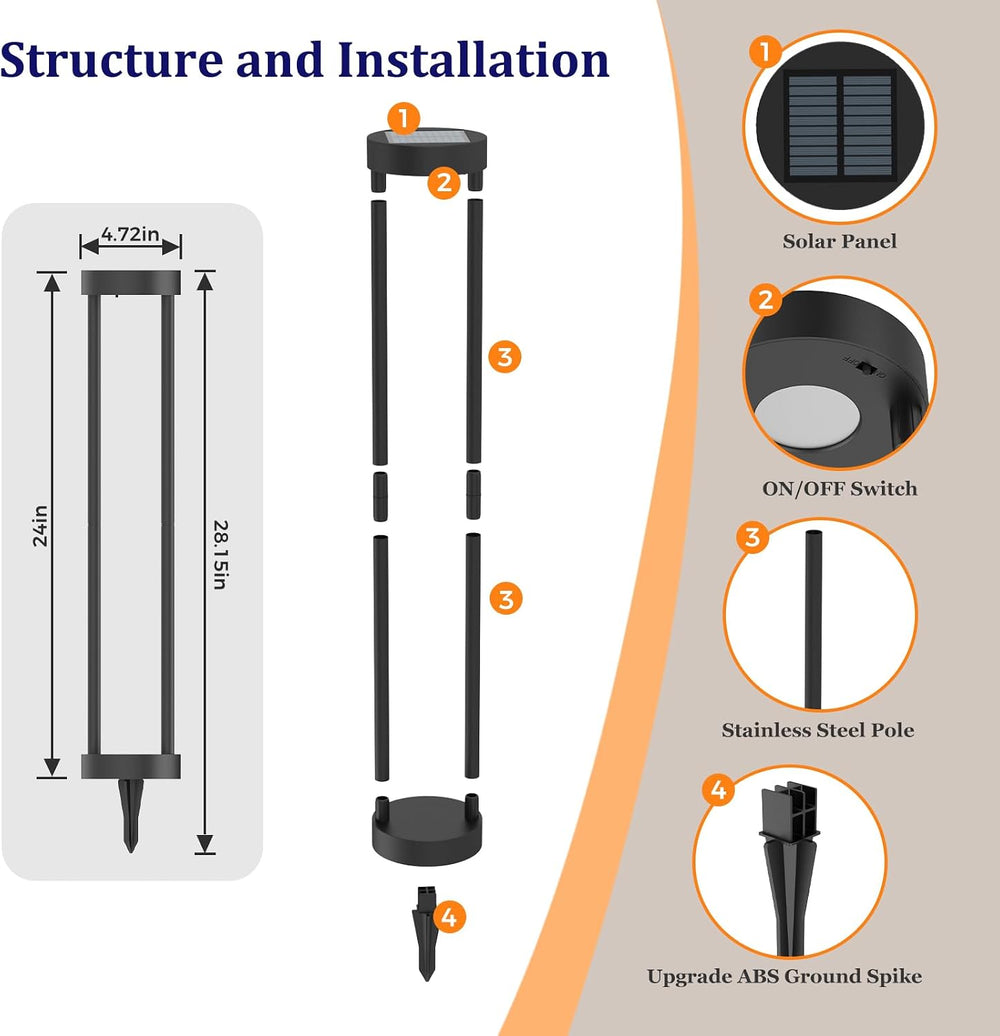 24" Solar Bollard Lights (4-Pack)