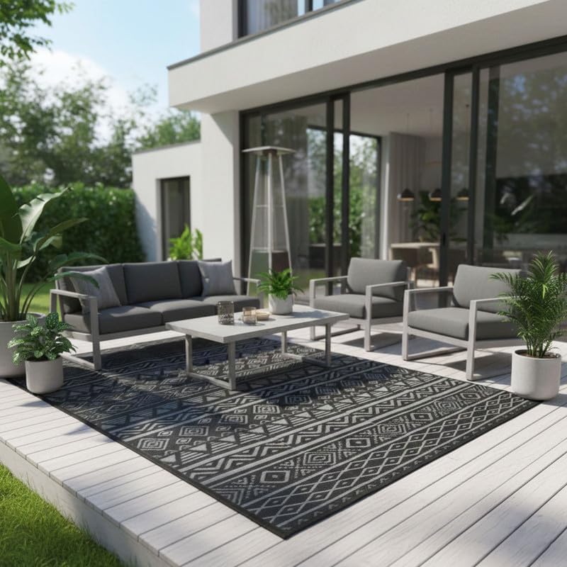 RURALITY Outdoor Rugs 9'x12' Waterproof for Patios Clearance,Plastic ...