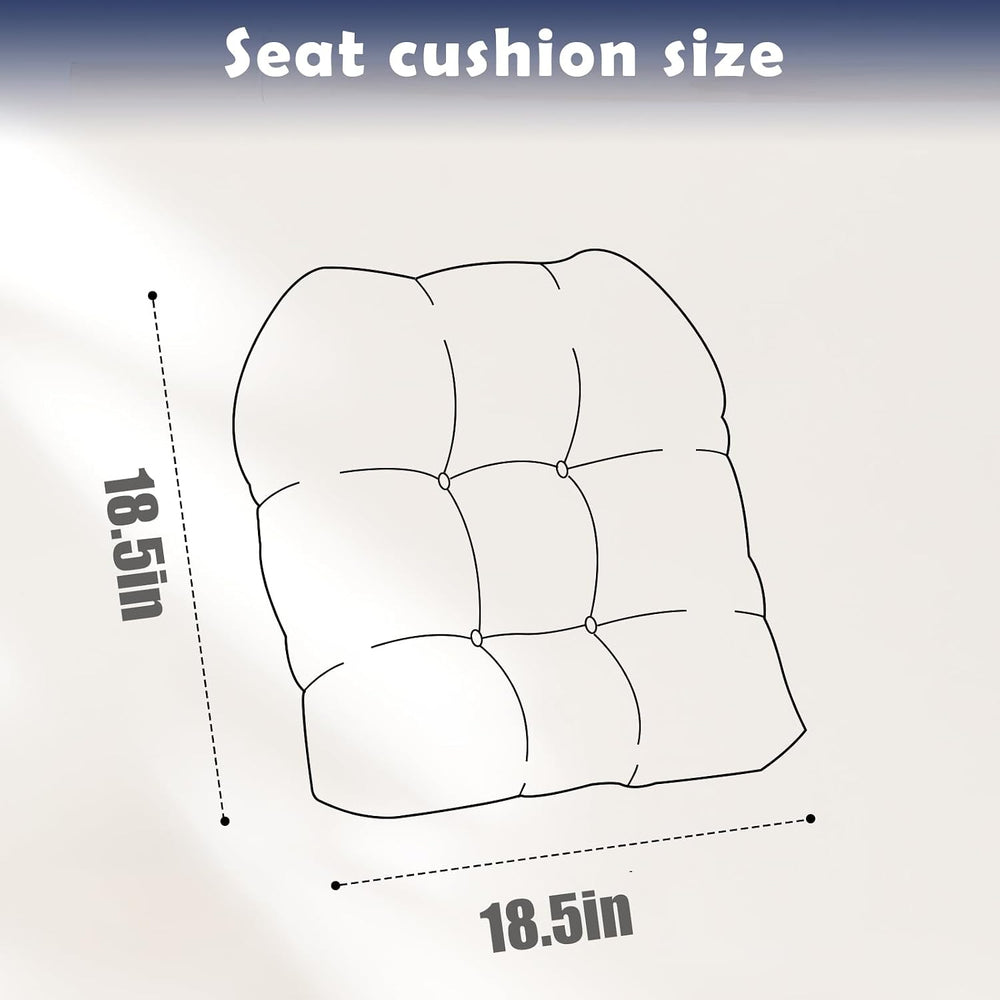 Waterproof Outdoor Chair Cushion Set of 2 Black Outdoor Wicker Patio Seat Pad...