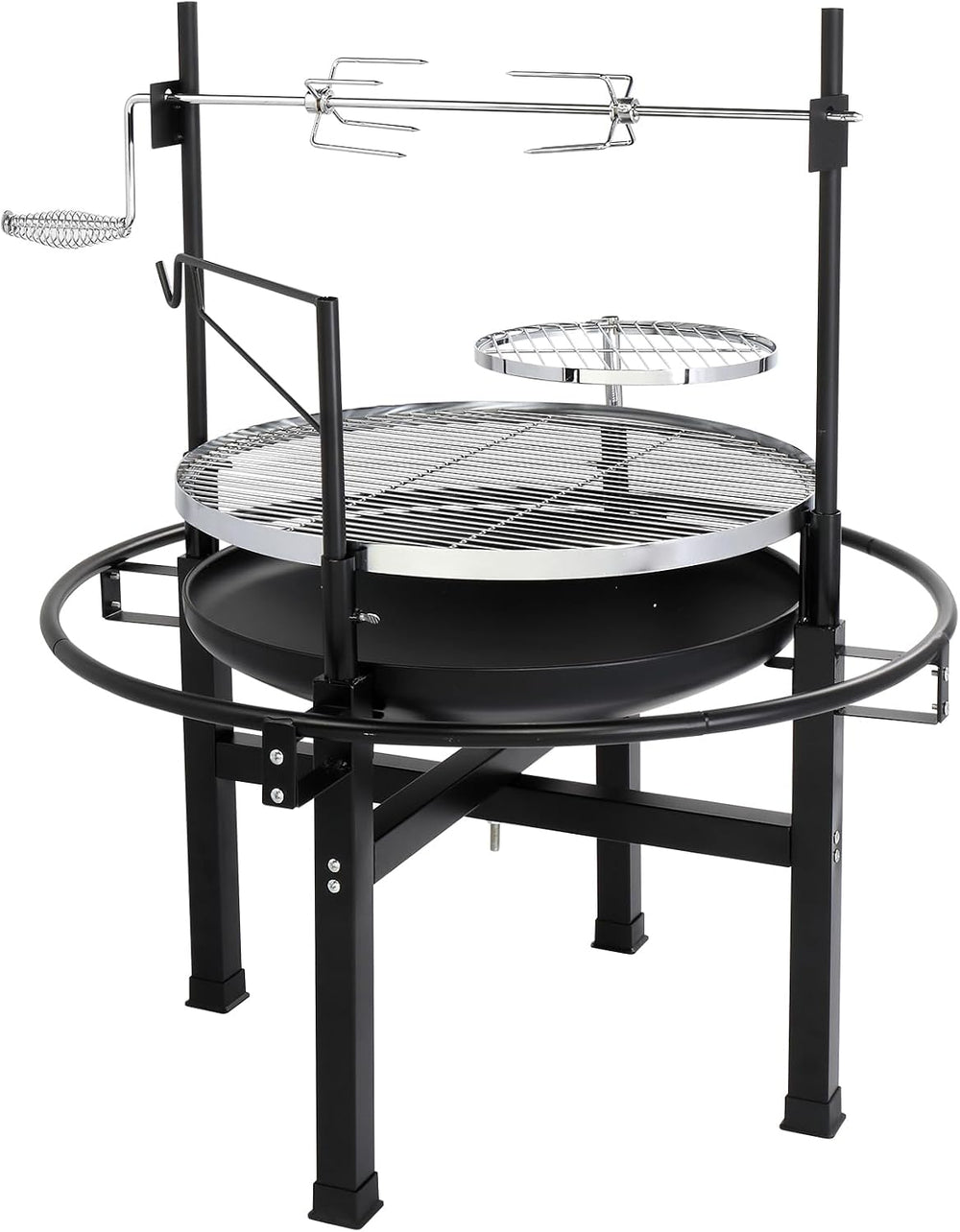 VINGLI 33 Inch Outdoor Fire Pit with 2 Grills, Wood Burning Firepit with Swiv...