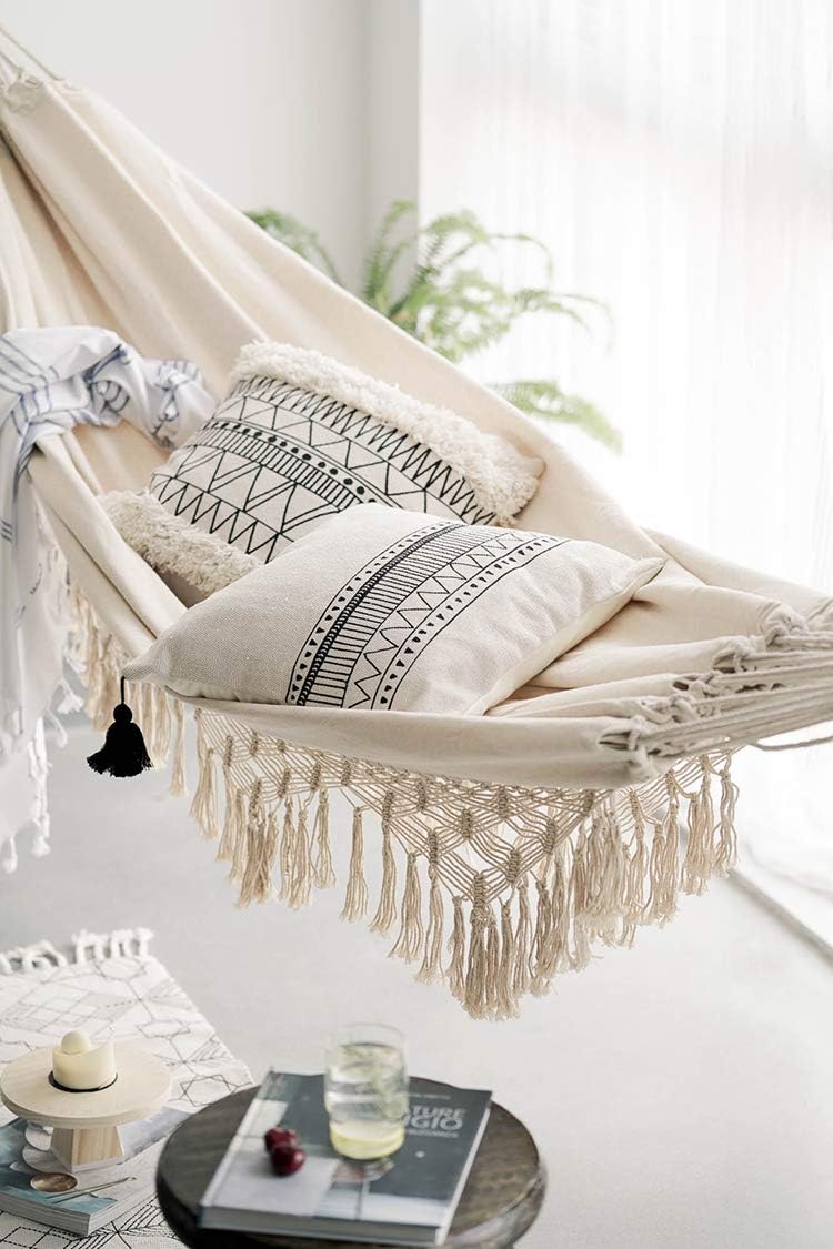 RISEON Handmade Boho Large Brazilian Macrame Fringe 2 Person Double Deluxe Ha...