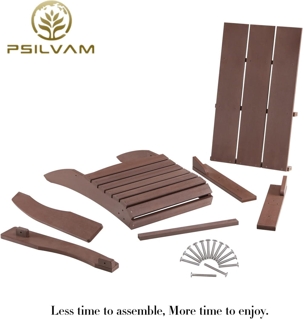 Psilvam Modern Adirondack Chairs Set of 2, Oversized,Dark Brown