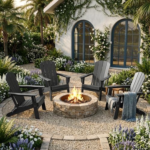 Adirondack Chair Set of 2, HDPE Outdoor Chair, Grey