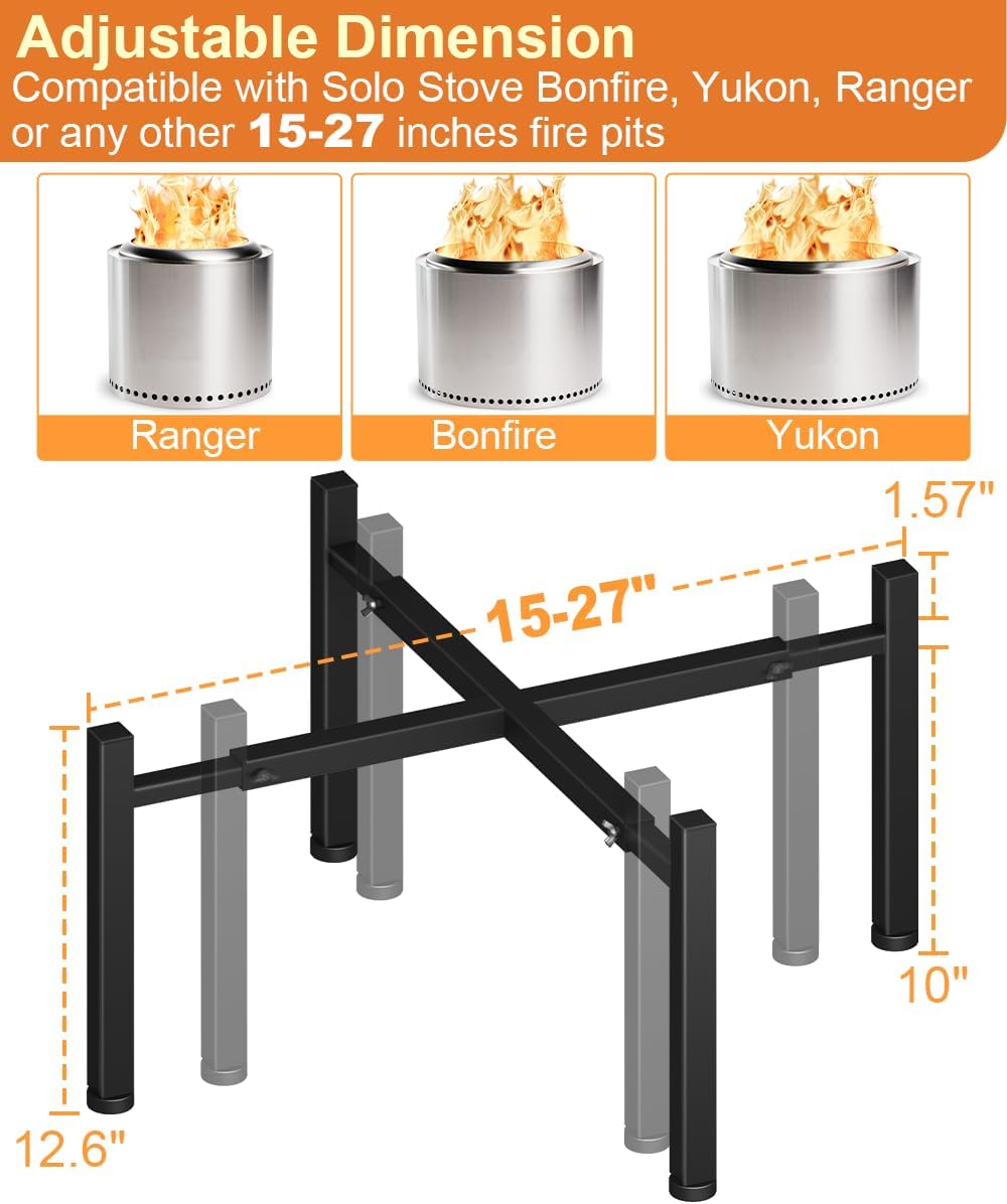 Garbuildman 15-27 Inch Universal Firepit Stand for Solo Stove Bonfire Ranger ...