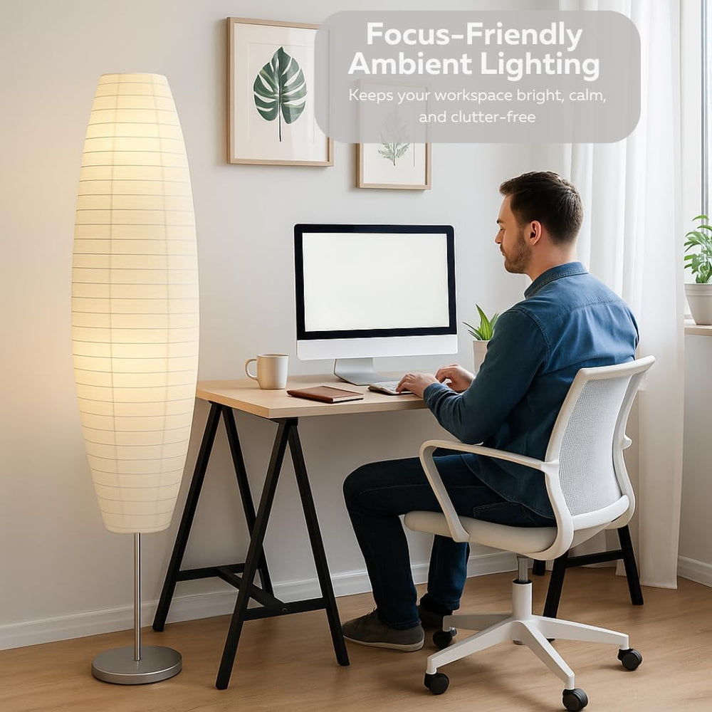 LIGHTACCENTS Paper Floor Lamp Set of 2, 59" Tall Modern Standing Lamps f...