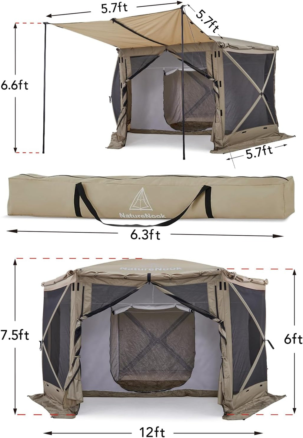 Pop up Gazebo Tents 12x12 Foot Canopy Party Tent for Camping Portable Gazebos...