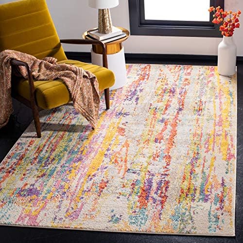 SAFAVIEH Madison Collection Area Rug - 6'7" Square, Beige & Yell...