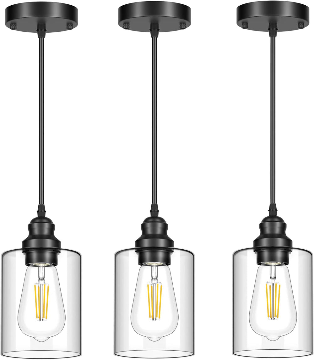 Licperron 3 Pack Hanging Pendant Lighting Fixtures, Adjustable Black Hanging ...