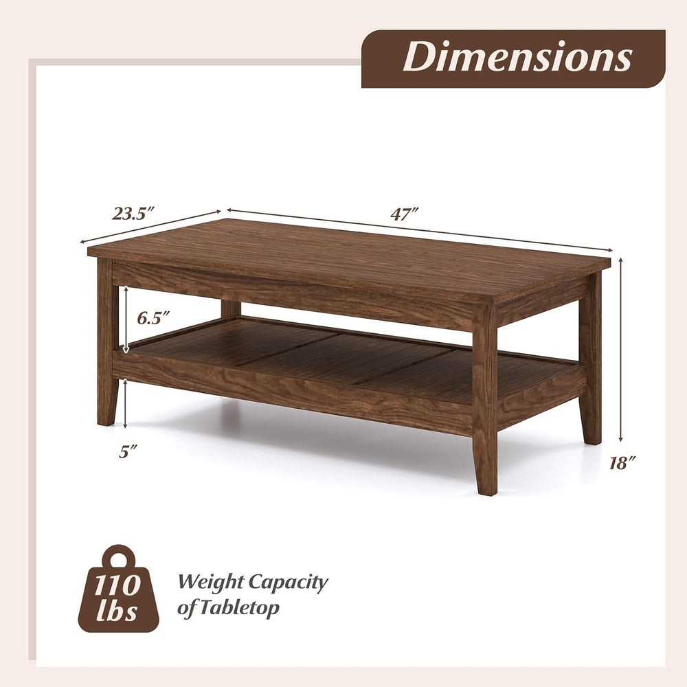 GIANTEX Mid Century Modern Coffee Table, 47" Wood Center Table