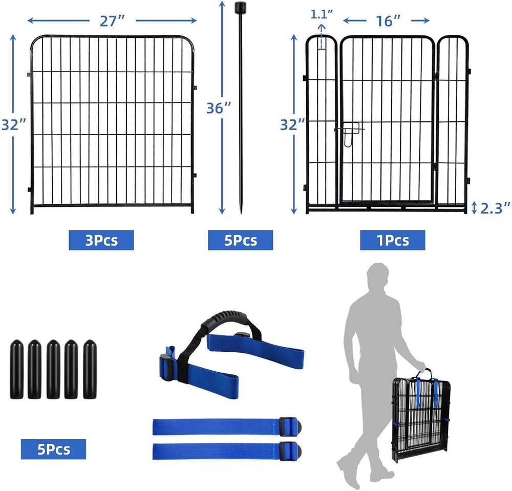 ADAVIN 32in Tall Garden Fence, 4 Panels Dog Fence, Low Threshold Gate | 8.9Ft...