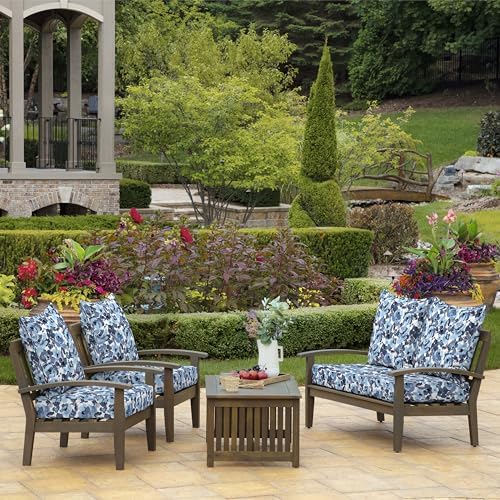 Arden Outdoor Deep Seat Cushion Set, 22x24, Blue Garden Floral