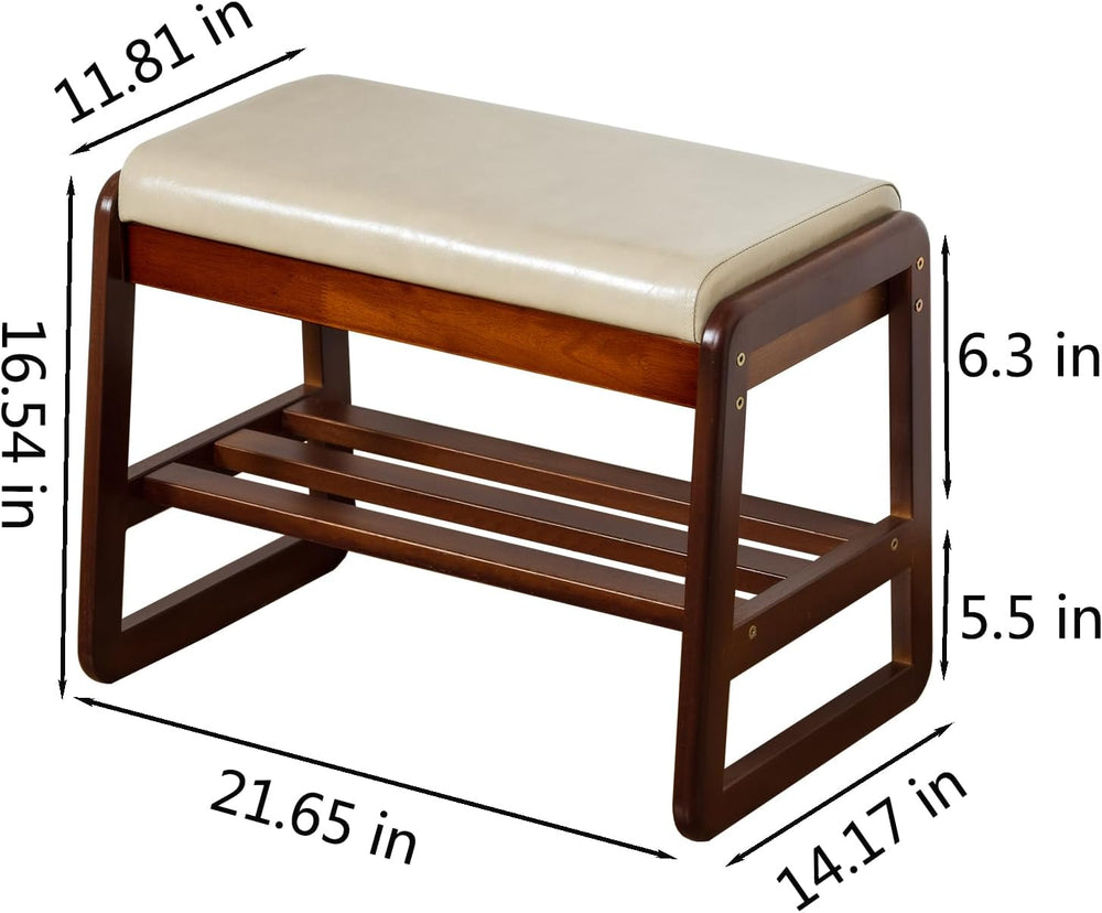 SOBIBO Solid Wood Shoe Rack Bench with Flip-Top Storage, Gray, 21.65"